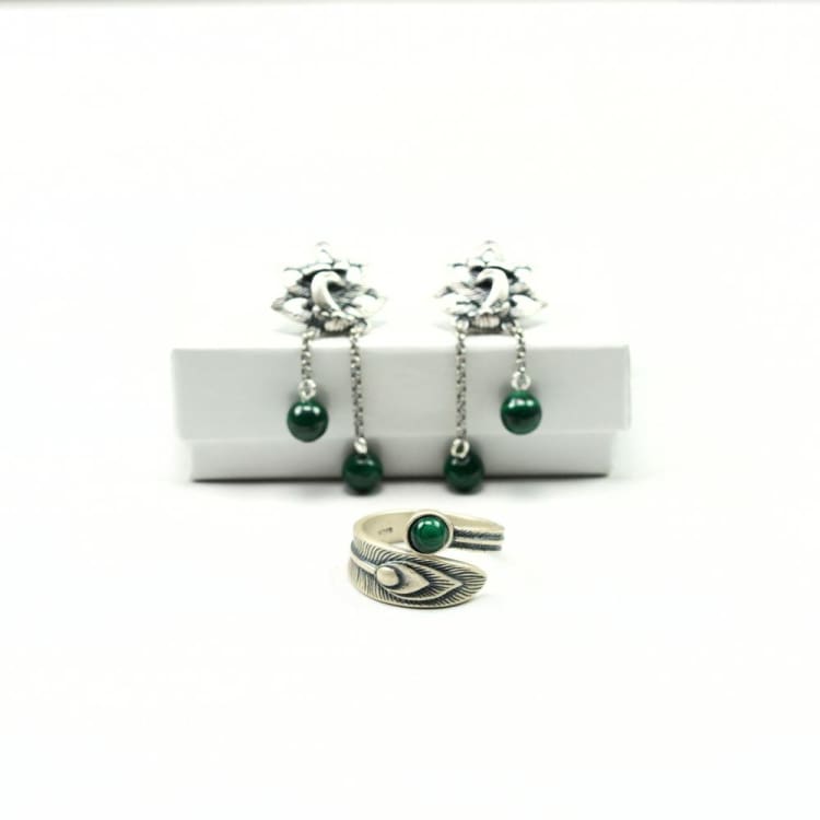Boucles d’oreille de l’Infini Vert en malachite - Boucles d’Oreilles en pierre Malachite