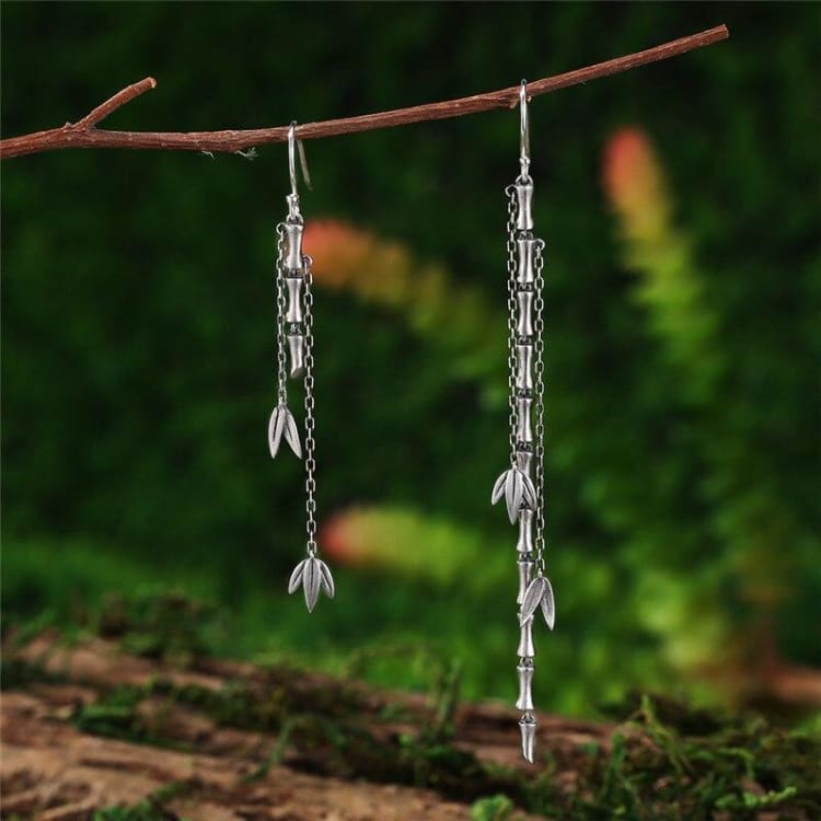 Boucles d’oreille Le Bambou du Bonheur - boucles d’oreilles en Argent Stérling 925