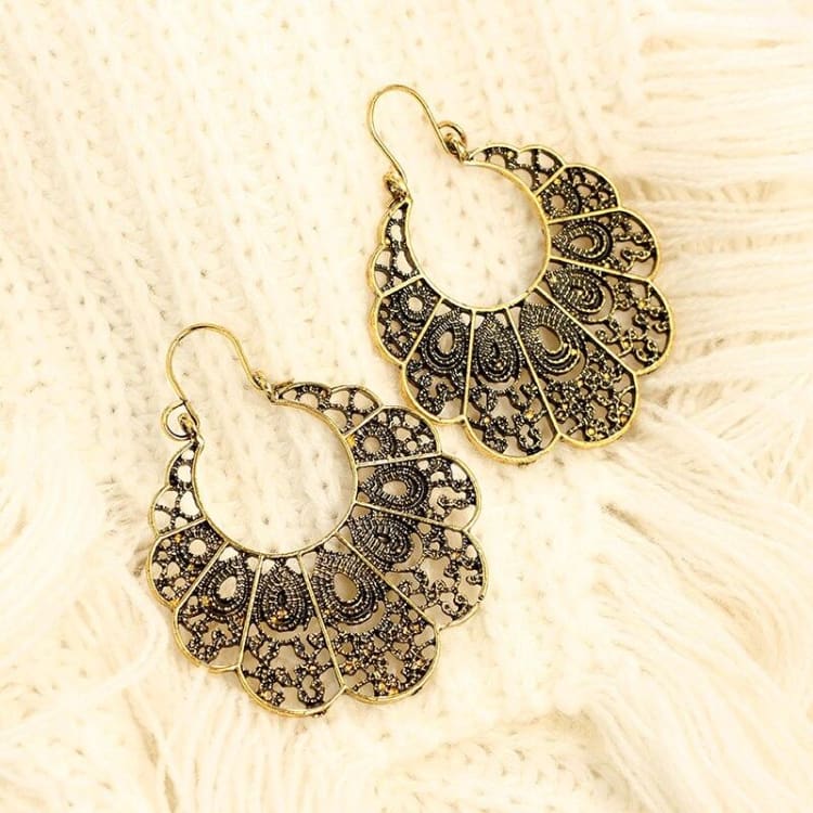 Boucles d’oreille ’Fierté du Paon’ - Doré - Boucles d’Oreilles
