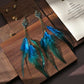 Boucles d’oreilles à plumes longues inspiration bohème - Bleu