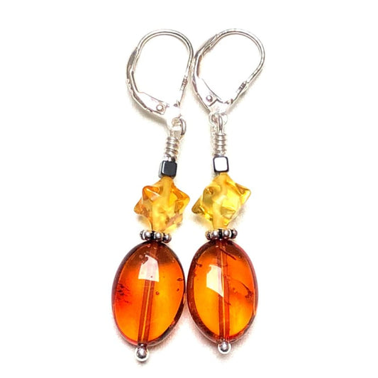 Boucles d’oreilles Ambre et Argent