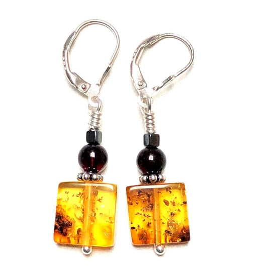 Boucles d’oreilles Ambre et Argent