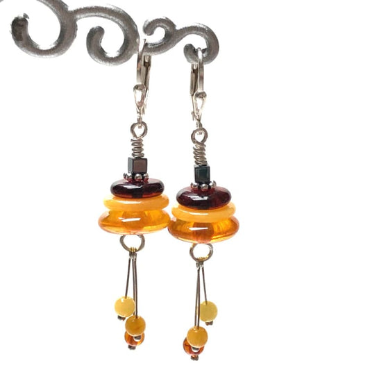 Boucles d’oreilles Ambre et Argent