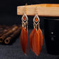 Boucles d’oreilles bohèmes à plumes - Orange automne