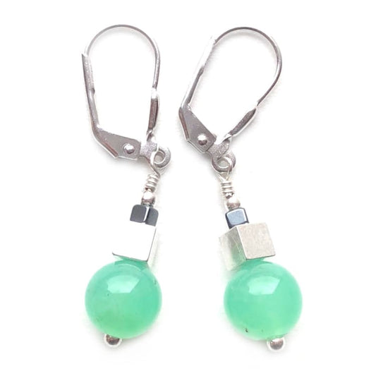 Boucles d’oreilles Chrysoprase et Argent