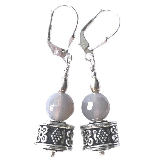 Boucles d’oreilles en Agate grise et Argent - Boucles d’Oreilles