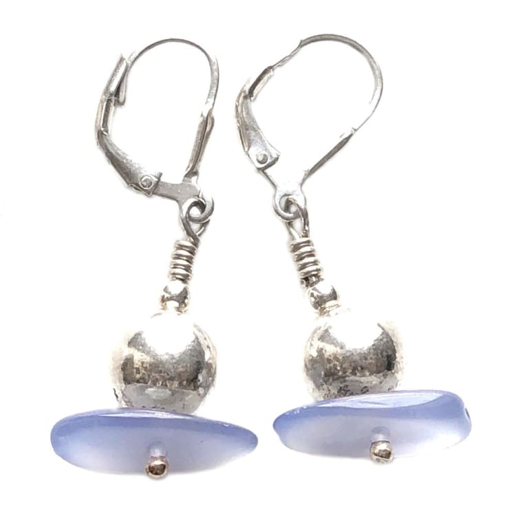 Boucles d’oreilles en Calcédoine bleue et Argent - Boucles d’Oreilles