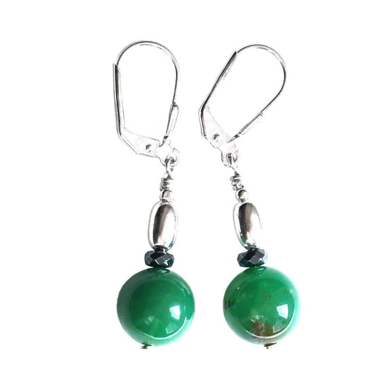 Boucles d’oreilles en Chrysoprase et Argent - Boucles d’Oreilles