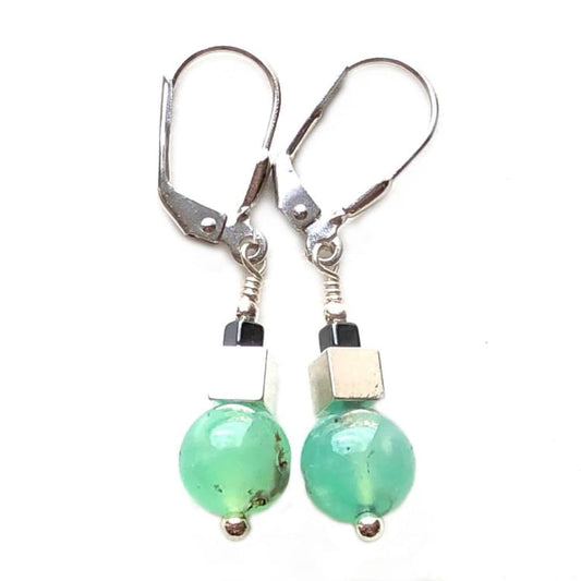 Boucles d’oreilles en Chrysoprase et Argent - Boucles d’Oreilles