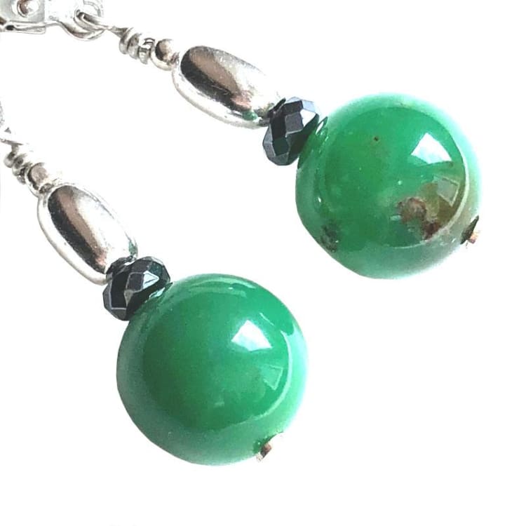 Boucles d’oreilles en Chrysoprase et Argent - Boucles d’Oreilles