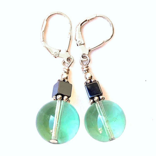 Boucles d’oreilles en Fluorite et Argent - Boucles d’Oreilles