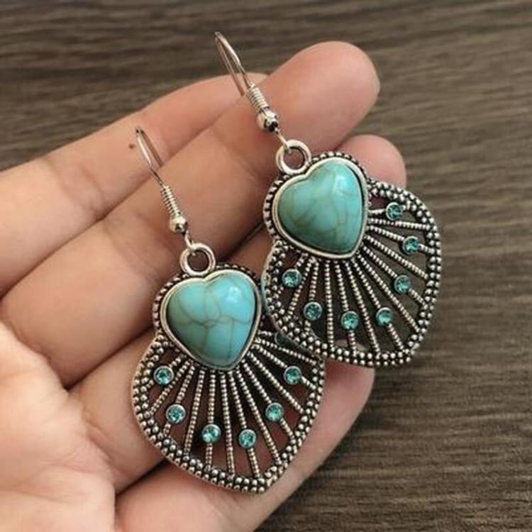 Boucles d’oreilles en forme de cœur en turquoise