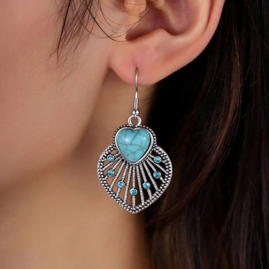 Boucles d’oreilles en forme de cœur en turquoise
