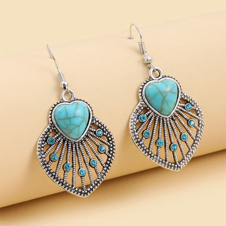 Boucles d’oreilles en forme de cœur en turquoise