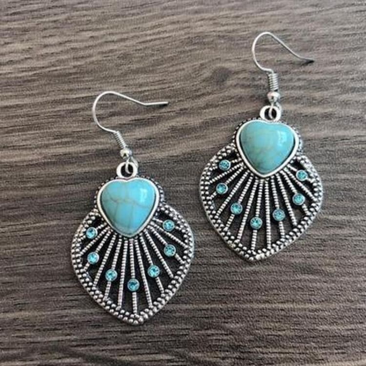 Boucles d’oreilles en forme de cœur en turquoise
