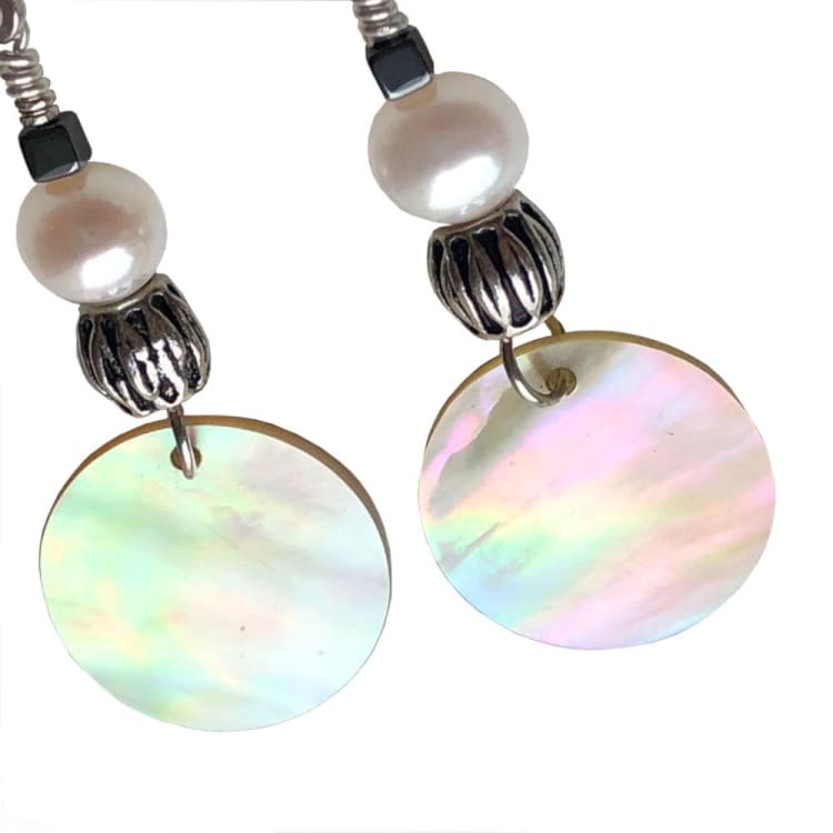 Boucles d’oreilles en Nacre blanche Perle d’eau douce et Argent - Boucles d’Oreilles
