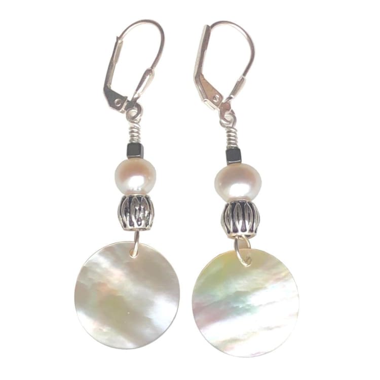 Boucles d’oreilles en Nacre blanche Perle d’eau douce et Argent - Boucles d’Oreilles
