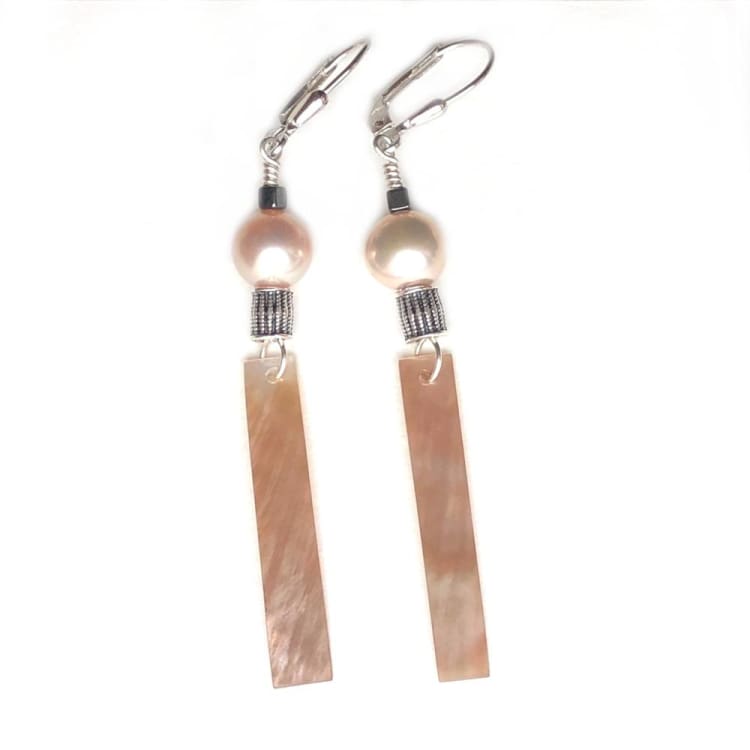 Boucles d’oreilles en Nacre rose Perle d’eau douce et Argent - Boucles d’Oreilles