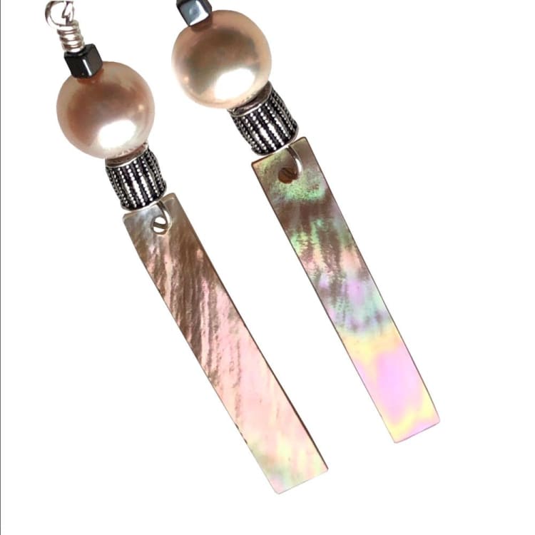 Boucles d’oreilles en Nacre rose Perle d’eau douce et Argent - Boucles d’Oreilles
