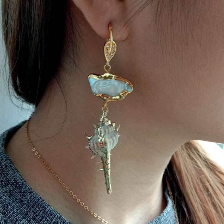 Boucles d’oreilles en perle ’ inspiration océanique ’