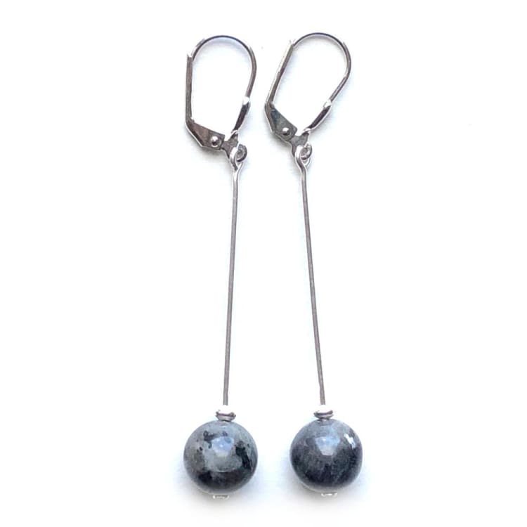 Boucles d’oreilles en Pierre de Lune noire et Argent - Boucles d’Oreilles