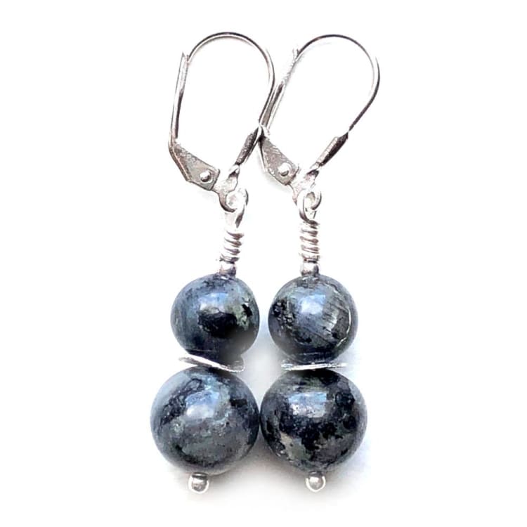 Boucles d’oreilles en Pierre de Lune noire et Argent - Boucles d’Oreilles