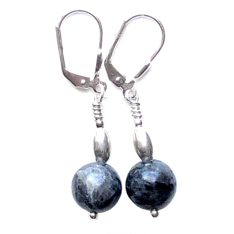 Boucles d’oreilles en Pierre de Lune noire et Argent - Boucles d’Oreilles