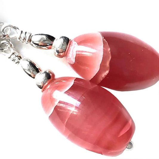 Boucles d’oreilles en Rhodochrosite et Argent - Boucles d’Oreilles
