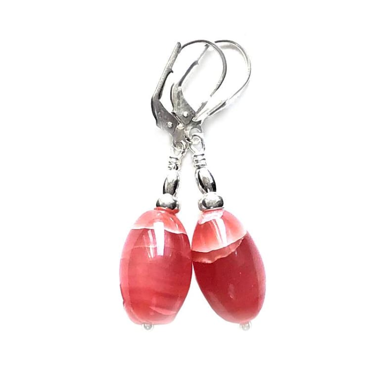 Boucles d’oreilles en Rhodochrosite et Argent - Boucles d’Oreilles