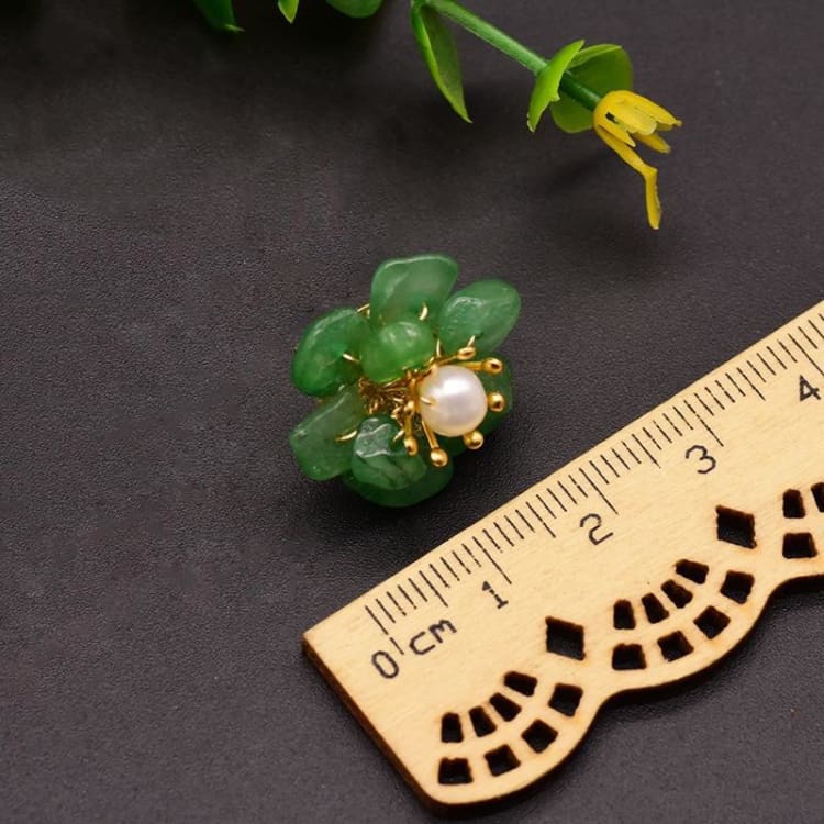 Boucles d’oreilles florale en pierre naturelle - Boucles d’Oreilles