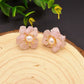 Boucles d’oreilles florale en pierre naturelle - Quartz Rose - Boucles d’Oreilles