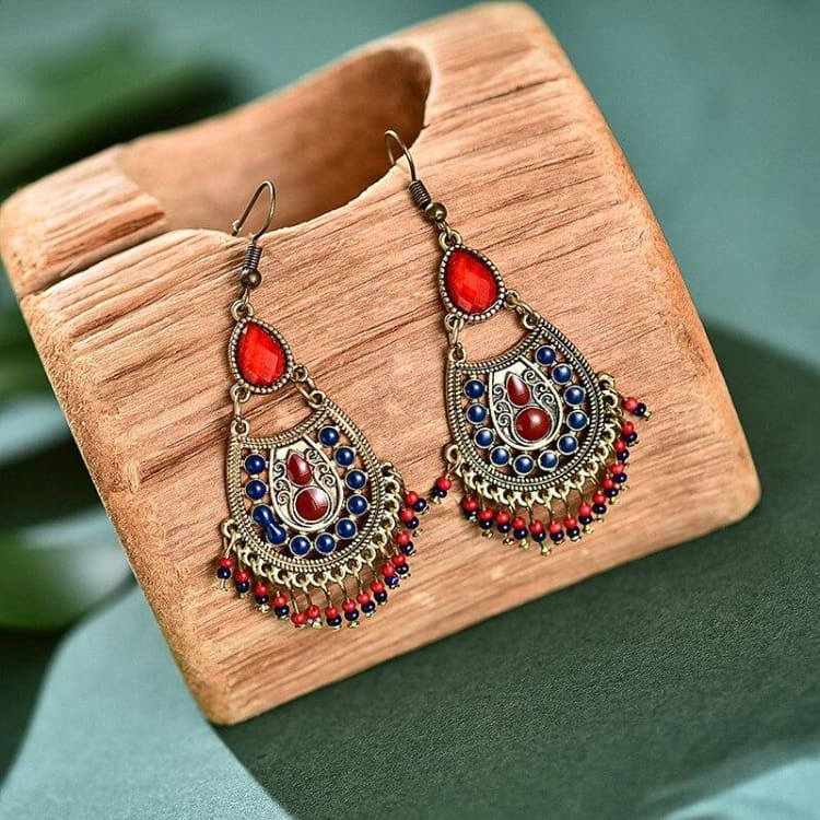 Boucles d’oreilles inspiration savoyarde - Bleu & Rouge
