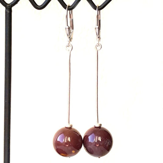 Boucles d’oreilles Mokaïte Pourpre et Argent