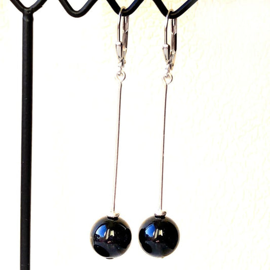 Boucles d’oreilles Onyx et Argent