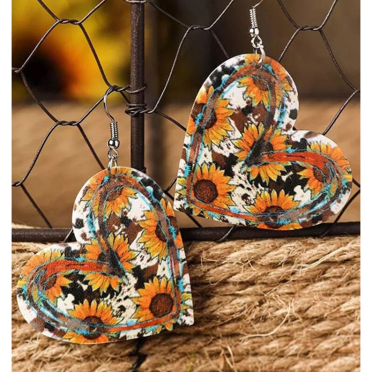 Boucles d’oreilles Tournesol et Cuir