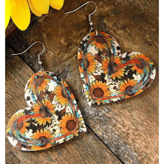 Boucles d’oreilles Tournesol et Cuir