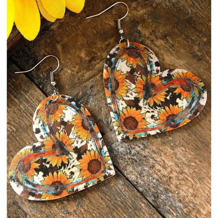 Boucles d’oreilles Tournesol et Cuir