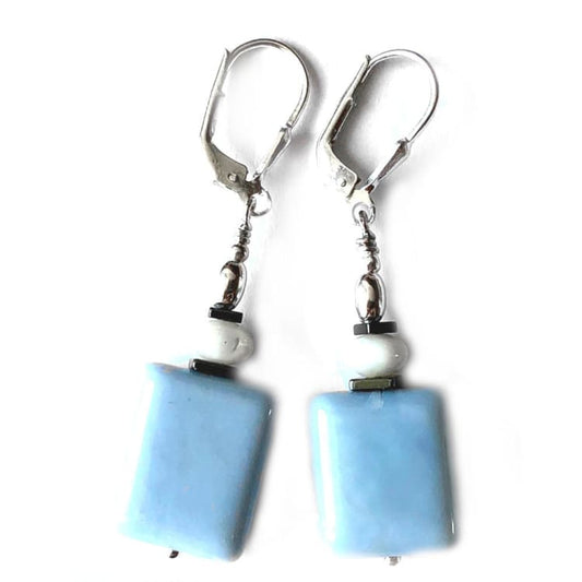 Boucles en d’oreilles Opale bleu et Argent - Boucles d’Oreilles