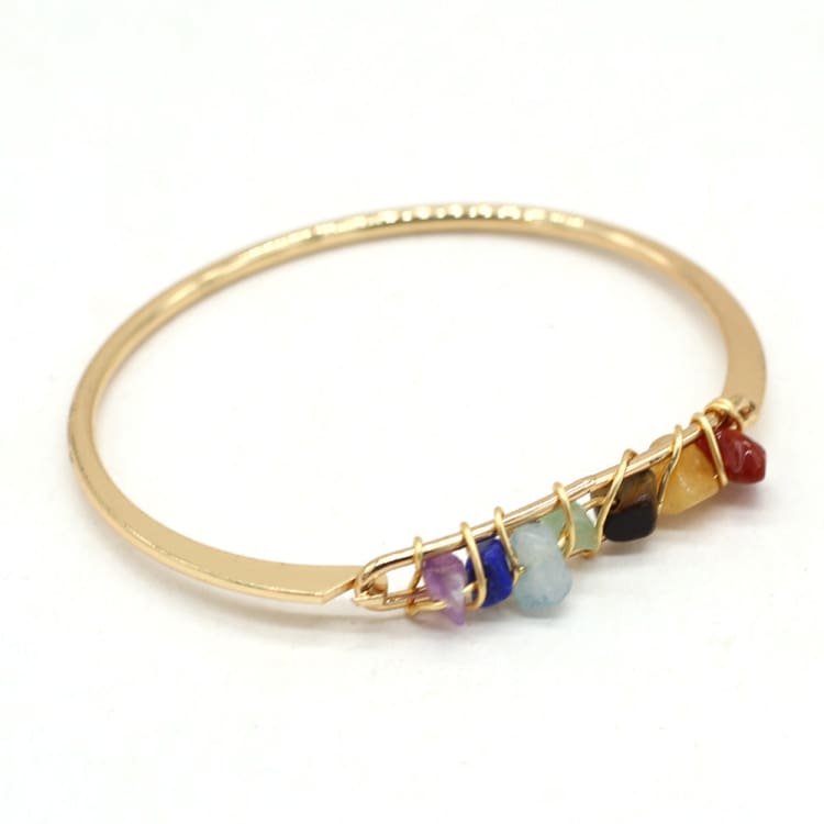 Bracelet 7 Chakras doré en pierre naturelle - Bracelet