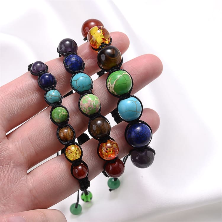 Bracelet 7 chakras en tissu tressé - Bracelet