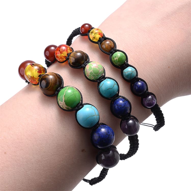 Bracelet 7 chakras en tissu tressé - Bracelet