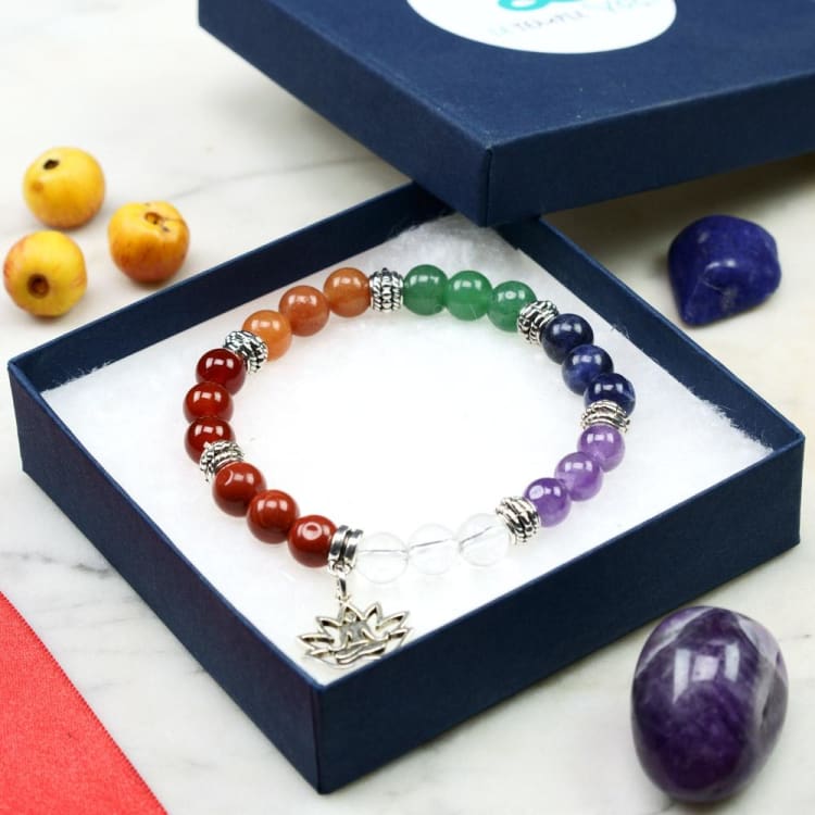 Bracelet 7 chakras et boîte de 7 pierres - Bracelet 7 chakras