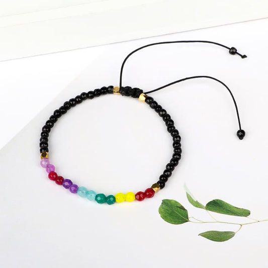 Bracelet 7 Chakras petites perles multicolores - Bracelet