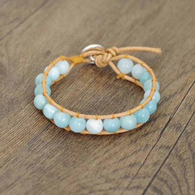 Bracelet ajustable en Aigue Marine - Bracelet