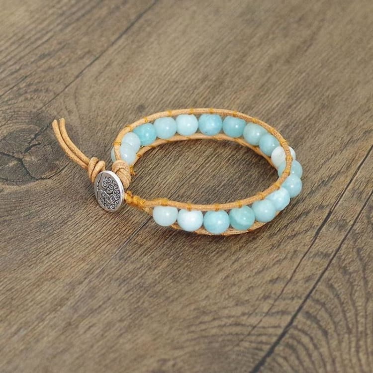 Bracelet ajustable en Aigue Marine - Bracelet en Aigue Marine