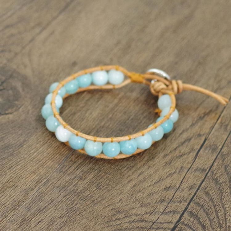 Bracelet ajustable en Aigue Marine - Bracelet Ajustable