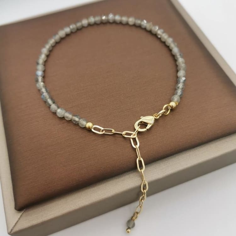 Bracelet ajustable en Labradorite Facettée - Bracelet