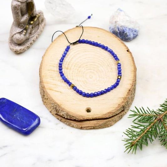 Bracelet ajustable en Lapis Lazuli - Bracelet