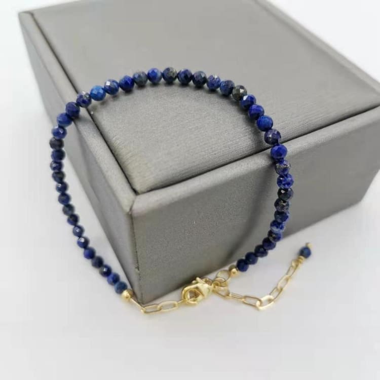Bracelet ajustable en Lapis Lazuli Facettée - Bracelet