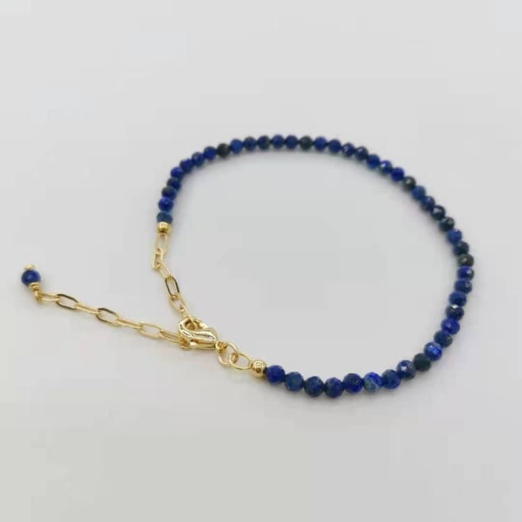 Bracelet ajustable en Lapis Lazuli Facettée - Bracelet